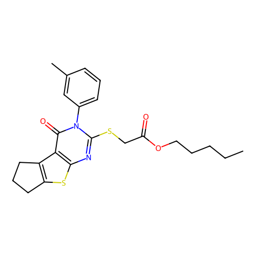 pentyl {[3-(3-methylphenyl)-4-oxo-3,5,6,7-tetrahydro-4H-cyclopenta[4,5]thieno[2,3-d]pyrimidin-2-yl]sulfanyl}acetate structure