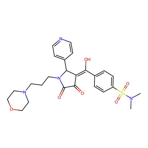 4-({4-hydroxy-1-[3-(morpholin-4-yl)propyl]-5-oxo-2-(pyridin-4-yl)-2,5-dihydro-1H-pyrrol-3-yl}carbonyl)-N,N-dimethylbenzenesulfonamide structure