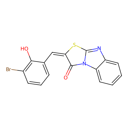 (2E)-2-(3-bromo-2-hydroxybenzylidene)[1,3]thiazolo[3,2-a]benzimidazol-3(2H)-one structure