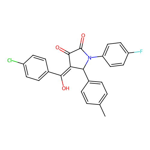 4-(4-chlorobenzoyl)-1-(4-fluorophenyl)-3-hydroxy-5-(p-tolyl)-1H-pyrrol-2(5H)-one structure