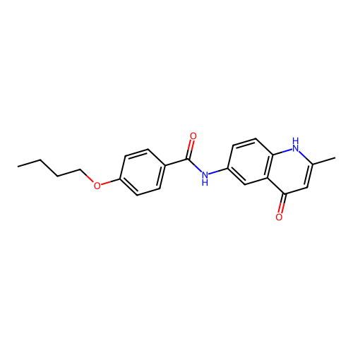 4-butoxy-N-(4-hydroxy-2-methylquinolin-6-yl)benzamide structure