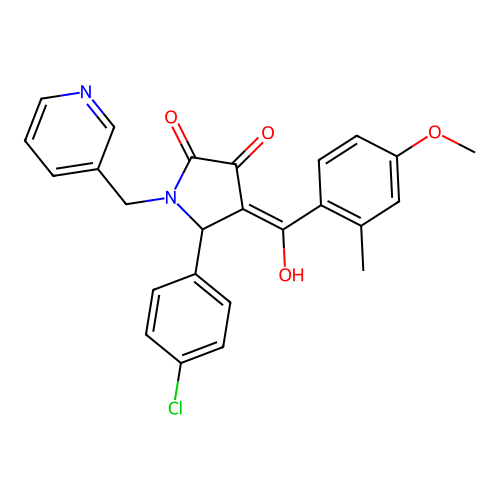 (4E)-5-(4-chlorophenyl)-4-[hydroxy(4-methoxy-2-methylphenyl)methylidene]-1-(pyridin-3-ylmethyl)pyrrolidine-2,3-dione structure