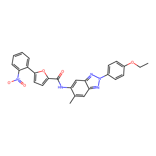 N-[2-(4-ethoxyphenyl)-6-methyl-2H-benzotriazol-5-yl]-5-(2-nitrophenyl)furan-2-carboxamide structure