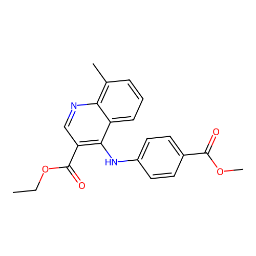 Ethyl 4-{[4-(methoxycarbonyl)phenyl]amino}-8-methylquinoline-3-carboxylate structure
