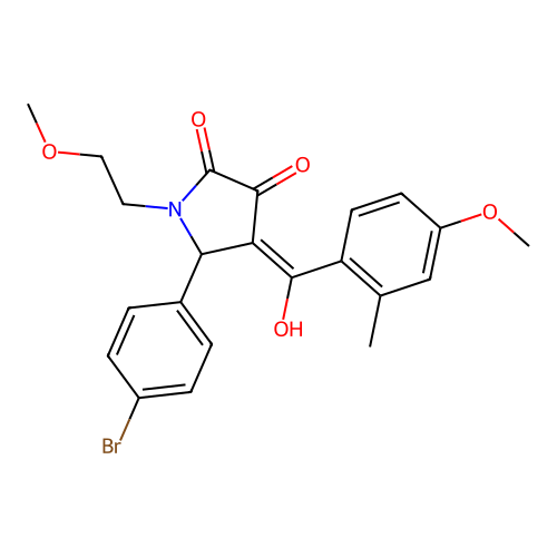 (4E)-5-(4-bromophenyl)-4-[hydroxy(4-methoxy-2-methylphenyl)methylidene]-1-(2-methoxyethyl)pyrrolidine-2,3-dione structure