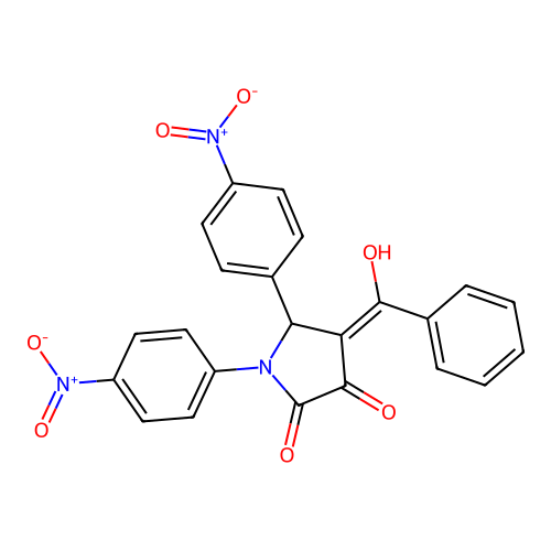 (4E)-4-[hydroxy(phenyl)methylidene]-1,5-bis(4-nitrophenyl)pyrrolidine-2,3-dione structure