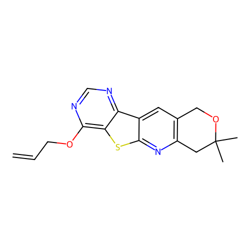 4-(allyloxy)-8,8-dimethyl-8,10-dihydro-7H-pyrano[3'',4'':5',6']pyrido[3',2':4,5]thieno[3,2-d]pyrimidine structure