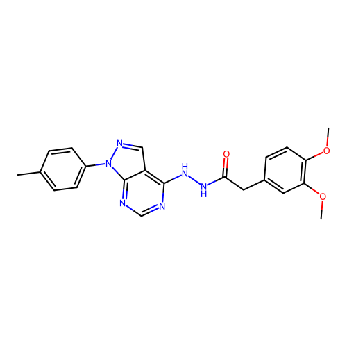 2-(3,4-dimethoxyphenyl)-N'-(1-(p-tolyl)-1H-pyrazolo[3,4-d]pyrimidin-4-yl)acetohydrazide structure