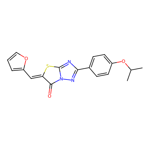 (5Z)-5-(furan-2-ylmethylidene)-2-(4-propan-2-yloxyphenyl)-[1,3]thiazolo[3,2-b][1,2,4]triazol-6-one structure