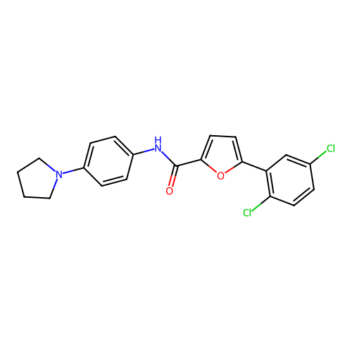 5-(2,5-dichlorophenyl)-N-(4-(pyrrolidin-1-yl)phenyl)furan-2-carboxamide structure