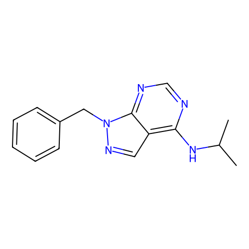 1-benzyl-N-(propan-2-yl)-1H-pyrazolo[3,4-d]pyrimidin-4-amine structure