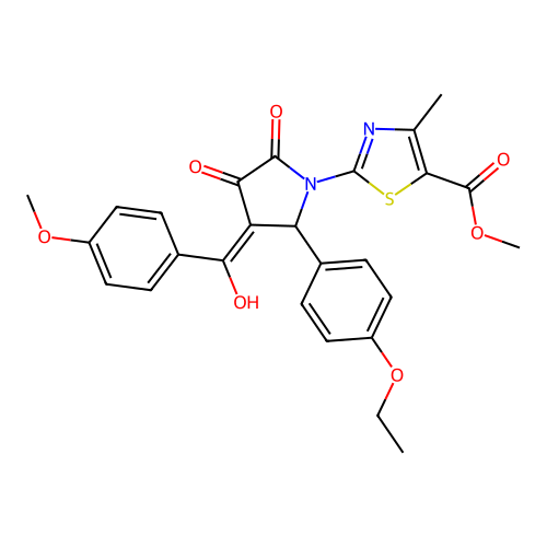 methyl 2-(2-(4-ethoxyphenyl)-4-hydroxy-3-(4-methoxybenzoyl)-5-oxo-2,5-dihydro-1H-pyrrol-1-yl)-4-methylthiazole-5-carboxylate structure