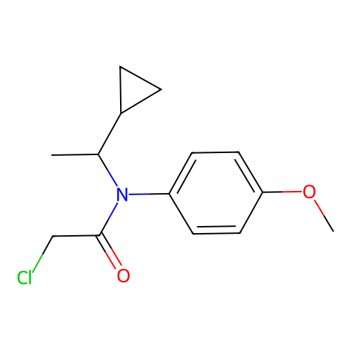 2-chloro-N-(1-cyclopropylethyl)-N-(4-methoxyphenyl)acetamide structure