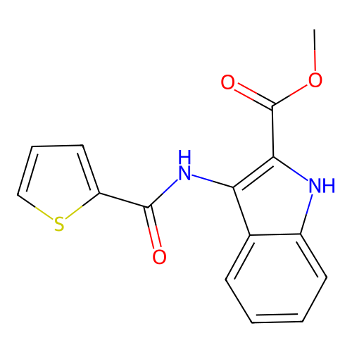 methyl 3-[(thiophen-2-ylcarbonyl)amino]-1H-indole-2-carboxylate structure