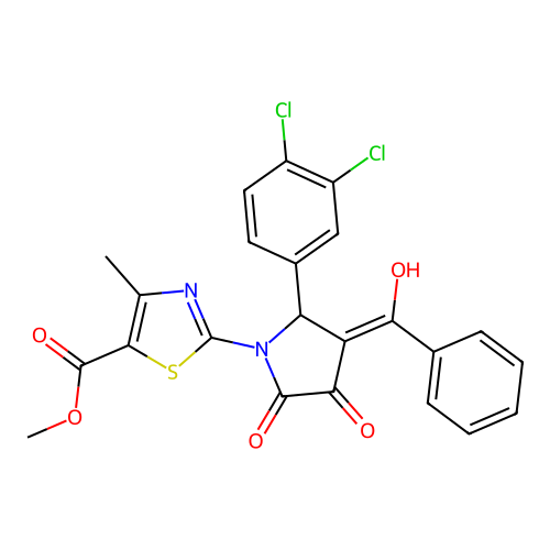 methyl 2-(3-benzoyl-2-(3,4-dichlorophenyl)-4-hydroxy-5-oxo-2,5-dihydro-1H-pyrrol-1-yl)-4-methylthiazole-5-carboxylate structure