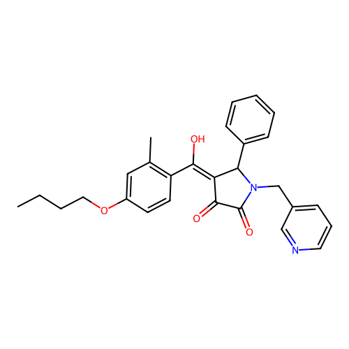 (4E)-4-[(4-butoxy-2-methylphenyl)(hydroxy)methylidene]-5-phenyl-1-(pyridin-3-ylmethyl)pyrrolidine-2,3-dione structure