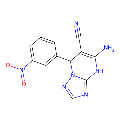 5-amino-7-(3-nitrophenyl)-1,7-dihydro-[1,2,4]triazolo[1,5-a]pyrimidine-6-carbonitrile structure