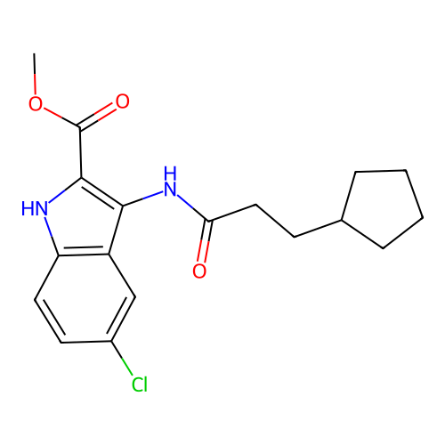 methyl 5-chloro-3-[(3-cyclopentylpropanoyl)amino]-1H-indole-2-carboxylate structure