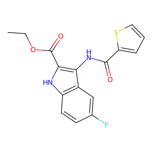 ethyl 5-fluoro-3-[(thiophen-2-ylcarbonyl)amino]-1H-indole-2-carboxylate structure