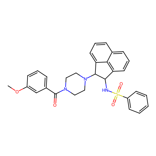 N-(2-{4-[(3-methoxyphenyl)carbonyl]piperazin-1-yl}-1,2-dihydroacenaphthylen-1-yl)benzenesulfonamide structure
