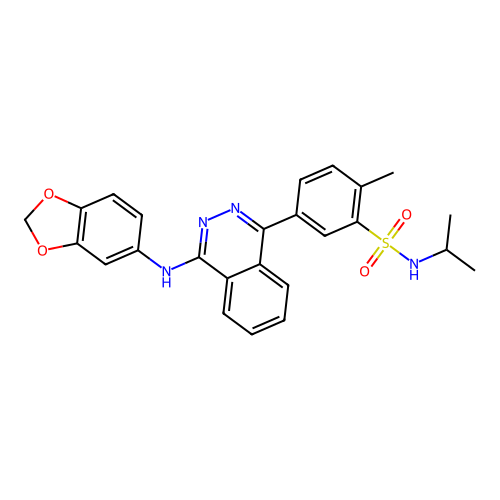 5-[4-(1,3-benzodioxol-5-ylamino)phthalazin-1-yl]-2-methyl-N-(propan-2-yl)benzenesulfonamide structure