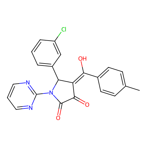 5-(3-chlorophenyl)-3-hydroxy-4-(4-methylbenzoyl)-1-(pyrimidin-2-yl)-1H-pyrrol-2(5H)-one structure