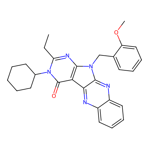 3-cyclohexyl-2-ethyl-11-(2-methoxybenzyl)-3,11-dihydro-4H-pyrimido[5',4':4,5]pyrrolo[2,3-b]quinoxalin-4-one structure