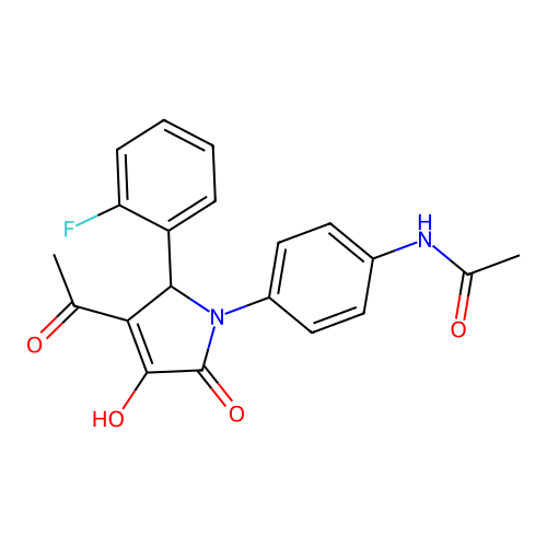 N-[4-[3-acetyl-2-(2-fluorophenyl)-4-hydroxy-5-oxo-2H-pyrrol-1-yl]phenyl]acetamide structure