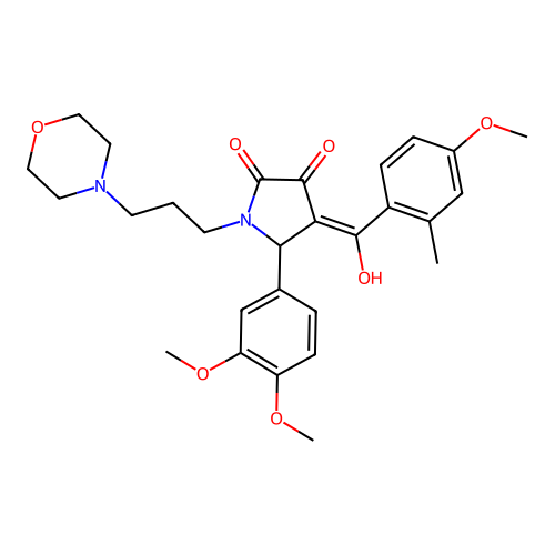 (4E)-5-(3,4-dimethoxyphenyl)-4-[hydroxy-(4-methoxy-2-methylphenyl)methylidene]-1-(3-morpholin-4-ylpropyl)pyrrolidine-2,3-dione structure