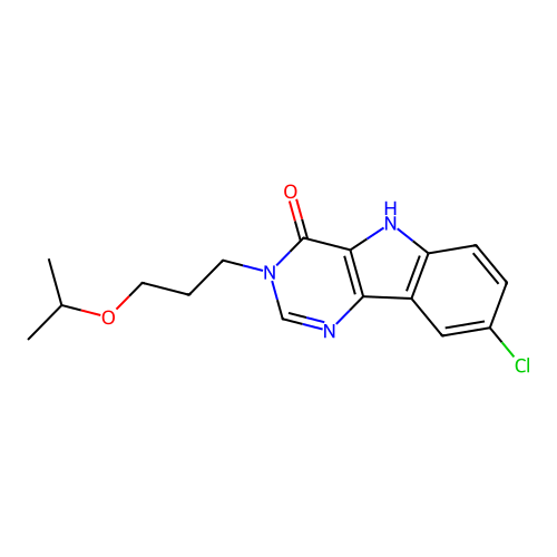 8-chloro-3-[3-(propan-2-yloxy)propyl]-3,5-dihydro-4H-pyrimido[5,4-b]indol-4-one structure