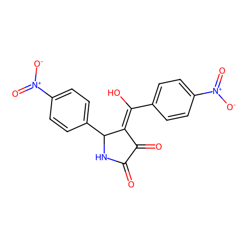 (4E)-4-[hydroxy(4-nitrophenyl)methylidene]-5-(4-nitrophenyl)pyrrolidine-2,3-dione structure