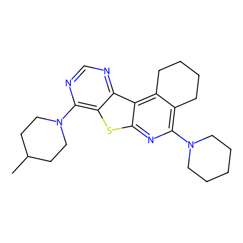 8-(4-methylpiperidin-1-yl)-5-(piperidin-1-yl)-1,2,3,4-tetrahydropyrimido[4',5':4,5]thieno[2,3-c]isoquinoline structure