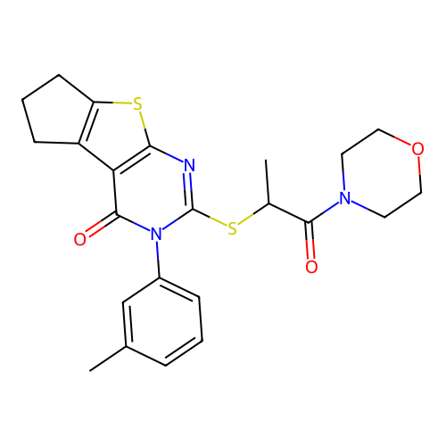 2-((1-morpholino-1-oxopropan-2-yl)thio)-3-(m-tolyl)-6,7-dihydro-3H-cyclopenta[4,5]thieno[2,3-d]pyrimidin-4(5H)-one structure