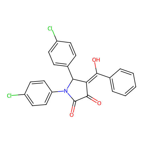 (4E)-1,5-bis(4-chlorophenyl)-4-[hydroxy(phenyl)methylidene]pyrrolidine-2,3-dione structure