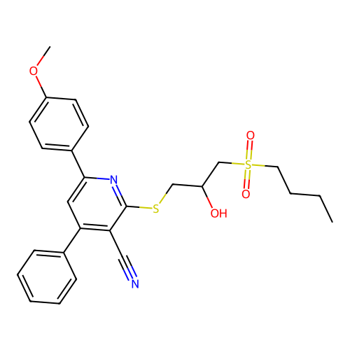 2-{[3-(butylsulfonyl)-2-hydroxypropyl]sulfanyl}-6-(4-methoxyphenyl)-4-phenylpyridine-3-carbonitrile structure