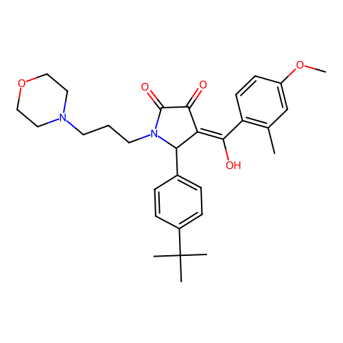 (4E)-5-(4-tert-butylphenyl)-4-[hydroxy-(4-methoxy-2-methylphenyl)methylidene]-1-(3-morpholin-4-ylpropyl)pyrrolidine-2,3-dione structure