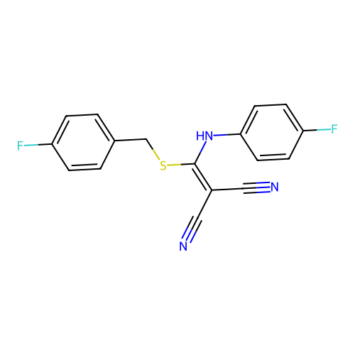 {[(4-Fluorobenzyl)sulfanyl][(4-fluorophenyl)amino]methylidene}propanedinitrile structure