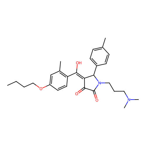 (4E)-4-[(4-butoxy-2-methylphenyl)-hydroxymethylidene]-1-[3-(dimethylamino)propyl]-5-(4-methylphenyl)pyrrolidine-2,3-dione structure