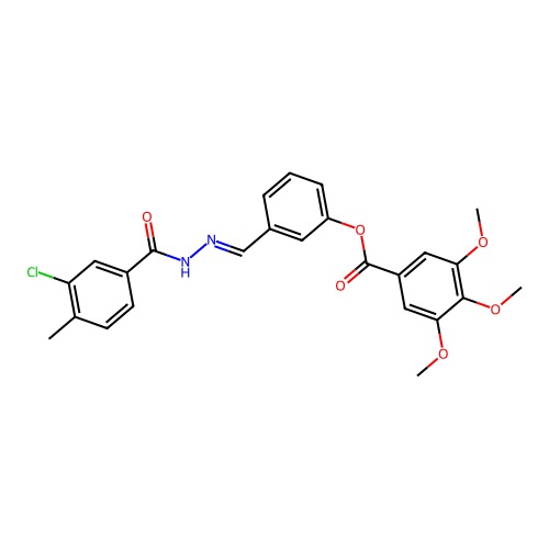 (E)-3-((2-(3-chloro-4-methylbenzoyl)hydrazono)methyl)phenyl 3,4,5-trimethoxybenzoate structure
