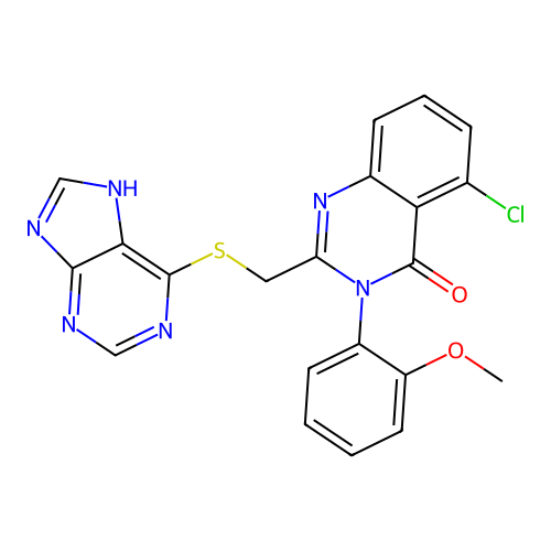 2-((9H-Purin-6-ylthio)methyl)-5-chloro-3-(2-methoxyphenyl)quinazolin-4(3H)-one structure