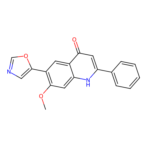 7-methoxy-6-(1,3-oxazol-5-yl)-2-phenyl-1H-quinolin-4-one structure