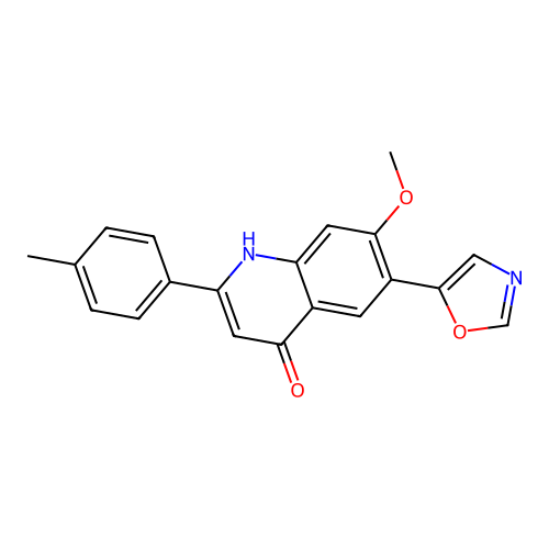 7-Methoxy-6-oxazol-5-yl-2-p-tolyl-1H-quinolin-4-one structure