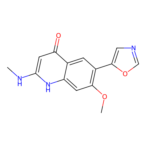 7-Methoxy-2-methylamino-6-oxazol-5-yl-1H-quinolin-4-one structure