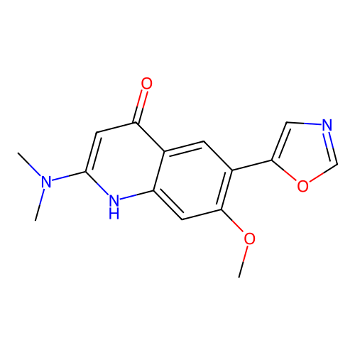 2-Dimethylamino-7-methoxy-6-oxazol-5-yl-1H-quinolin-4-one structure