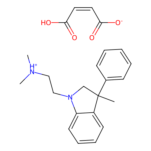 1H-Indole-1-ethylamine, 2,3-dihydro-3-phenyl-N,N,3-trimethyl-, maleate (1:1) structure