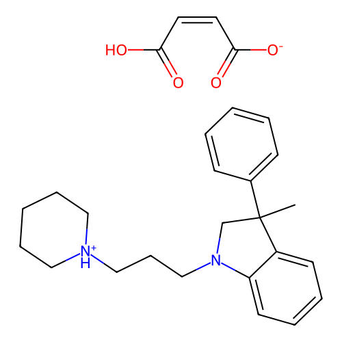 1H-Indole, 2,3-dihydro-3-methyl-3-phenyl-1-(3-piperidinopropyl)-, maleate (1:1) structure