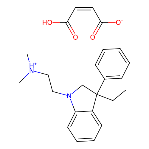 2,3-Dihydro-N,N-dimethyl-3-ethyl-3-phenyl-1H-indole-1-ethylamine maleate structure