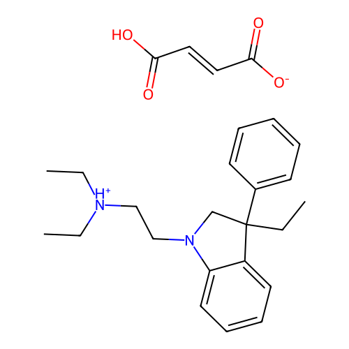 1H-Indole-1-ethylamine, 2,3-dihydro-3-phenyl-N,N,3-triethyl-, fumarate (1:1) structure