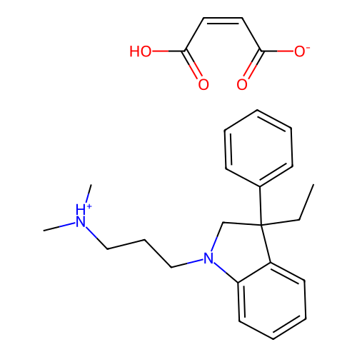1H-Indole-1-propylamine, 2,3-dihydro-N,N-dimethyl-3-ethyl-3-phenyl-, maleate (1:1) structure