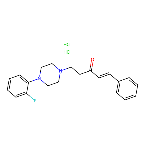Penten-3-one, 5-(4-(o-fluorophenyl)piperazinyl)-1-phenyl-, dihydrochloride structure